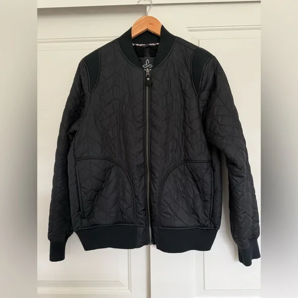 Prana Black Diva Bomber Fleece Jacket Large - Picture 3 of 14